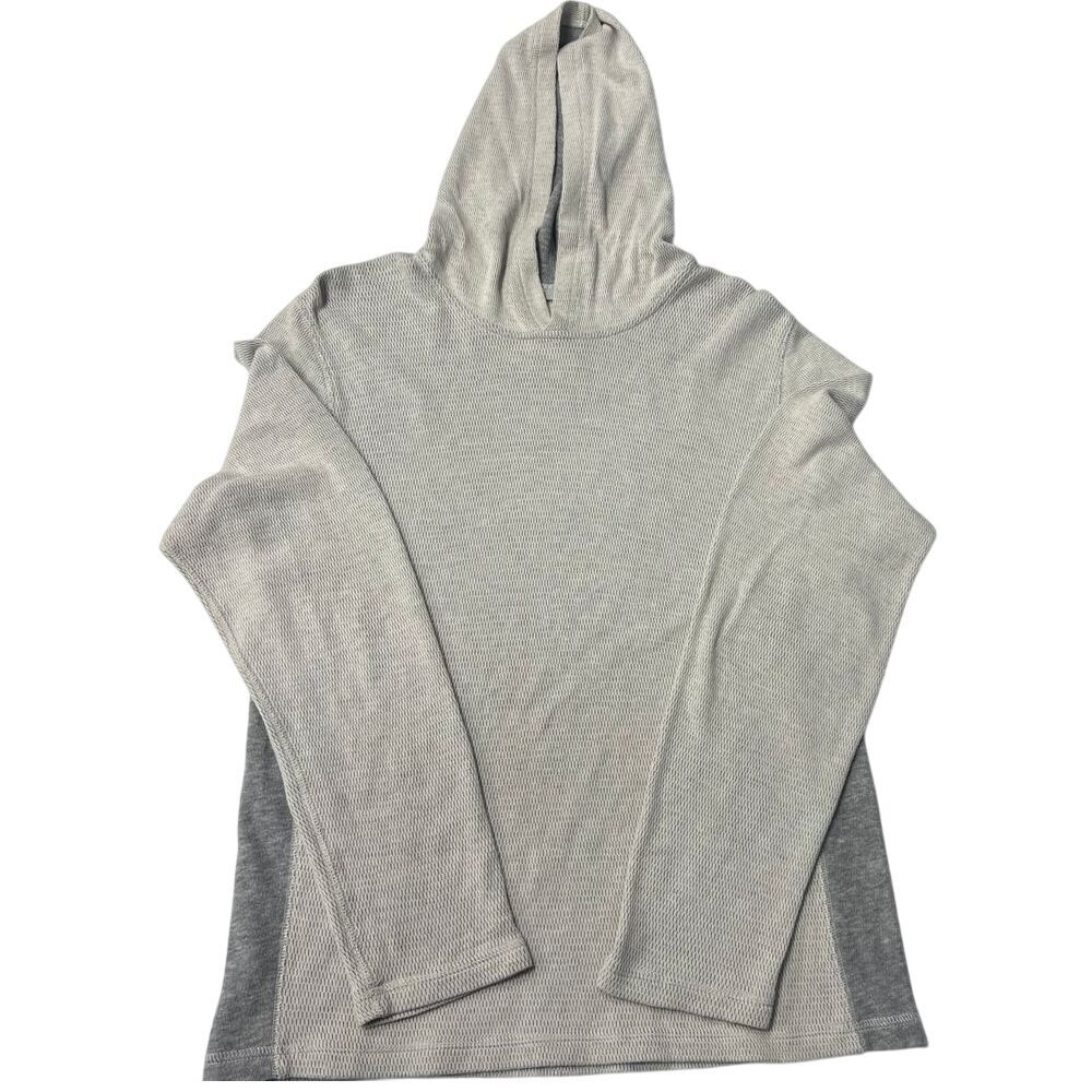 Vince Pullover Hoodie‎ Waffle Knit Side Panel Casual Comfy Oatmeal/Gray Sz: M